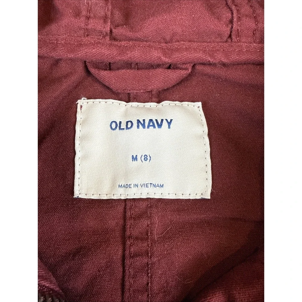 Old‎ Navy Hooded Scout Jacket Full Zip Snap Buttons Pockets Maroon Girls M (8)